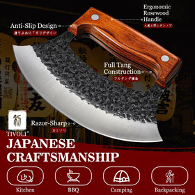TIVOLI leather sheath protects blade for safe transport.