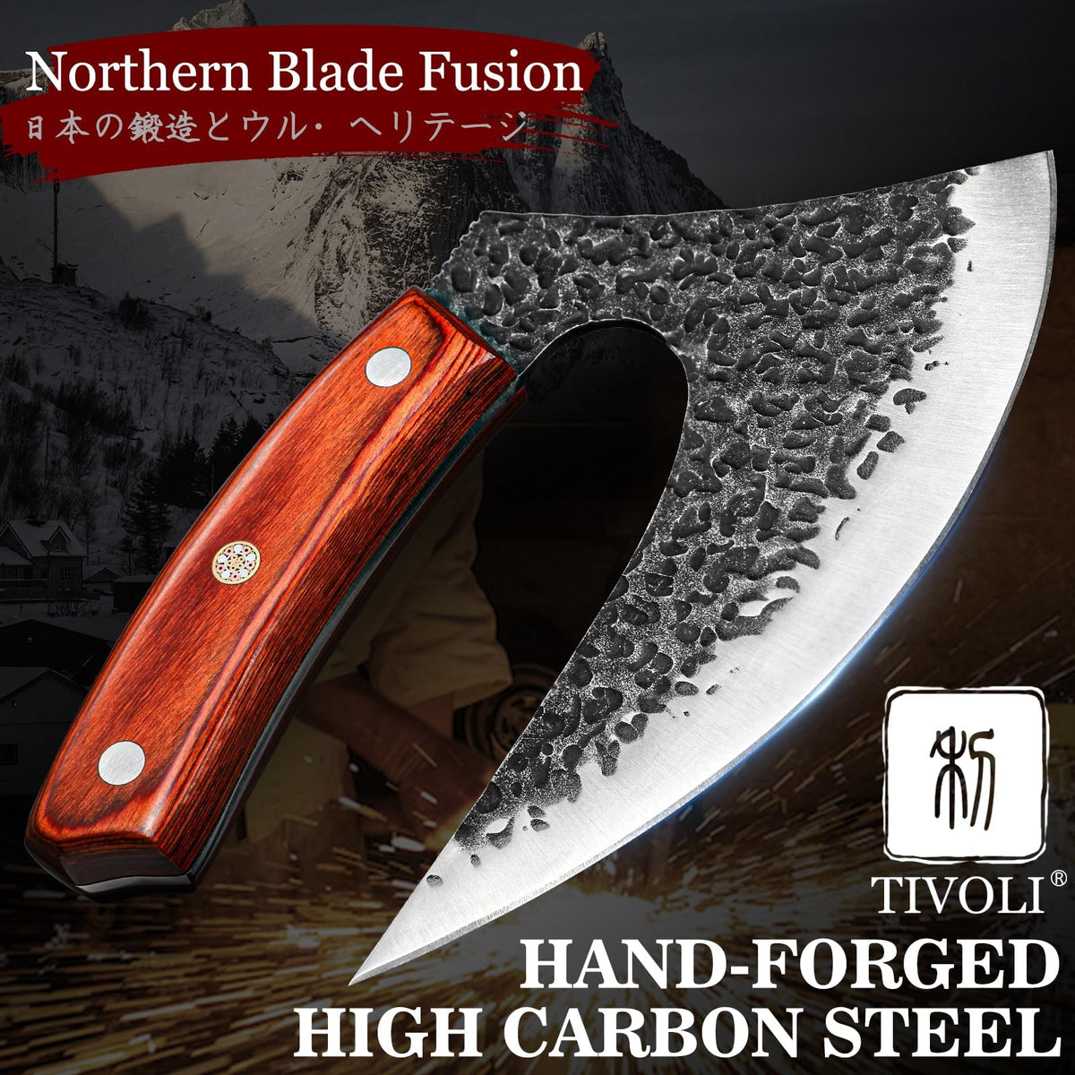 TIVOLI Ulu Viking-style cleaver for meat and herbs