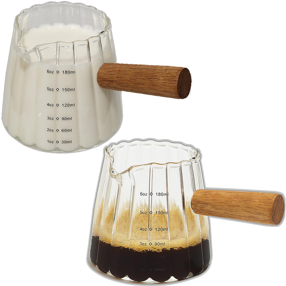 TIWPAJS espresso cups 6 oz set with wooden handle for elegant pouring