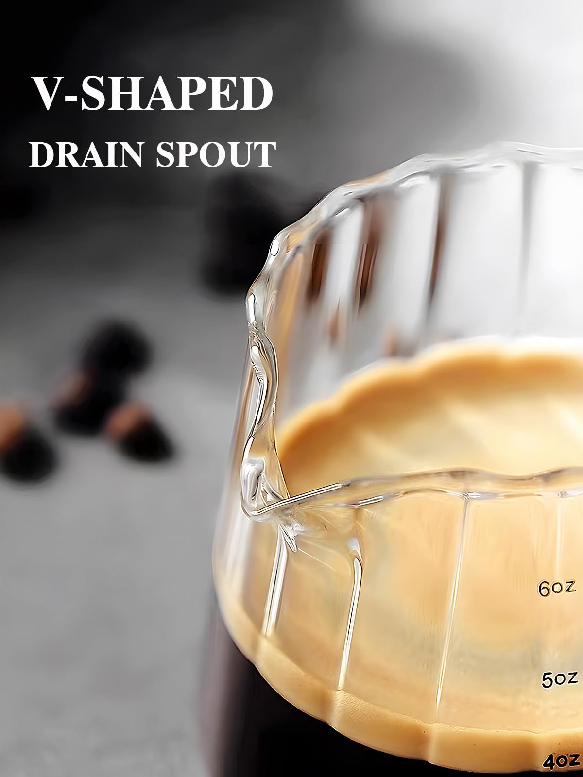TIWPAJS ribbed glass pitcher for milk frothing and accurate measurements
