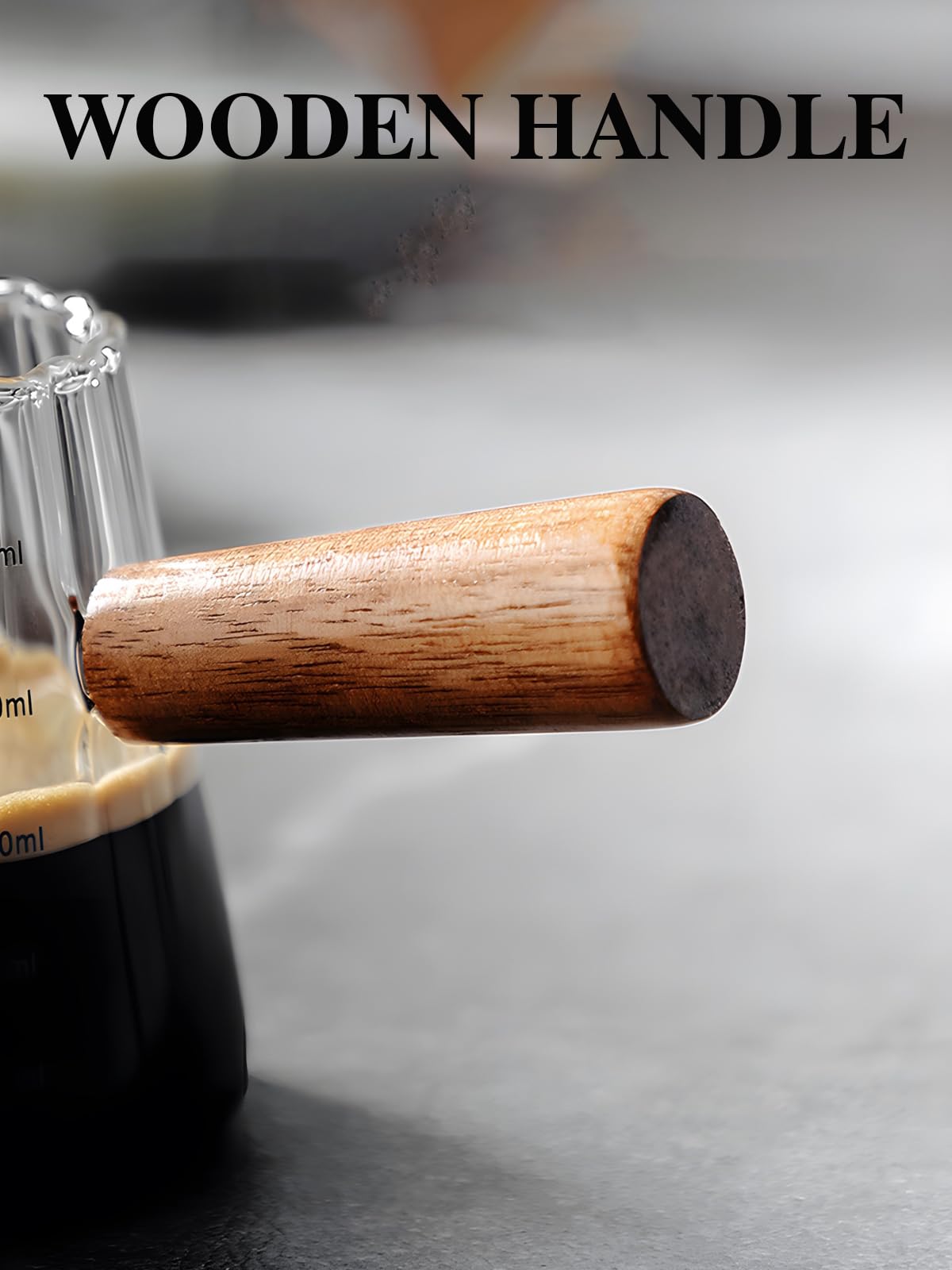 TIWPAJS wooden-handle espresso measuring cup combines style and accuracy
