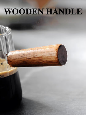TIWPAJS wooden-handle espresso measuring cup combines style and accuracy