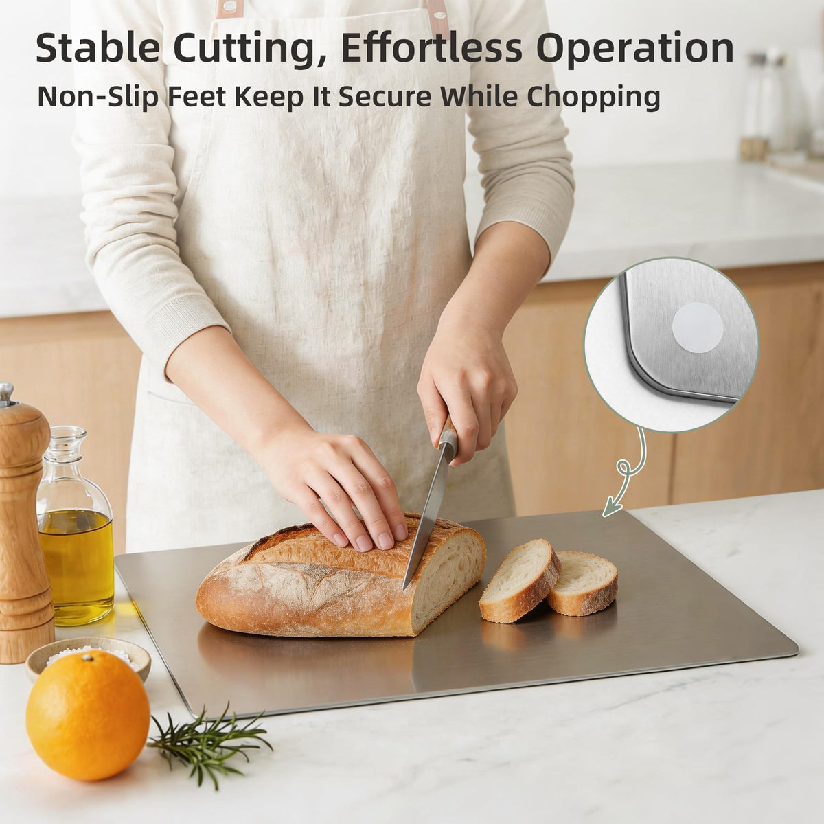 TJ POP cutting board is dishwasher-safe for thorough sanitizing after meals.