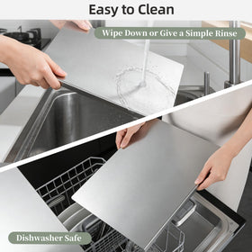 TJ POP cutting board adds a modern, practical metal look to your counter.
