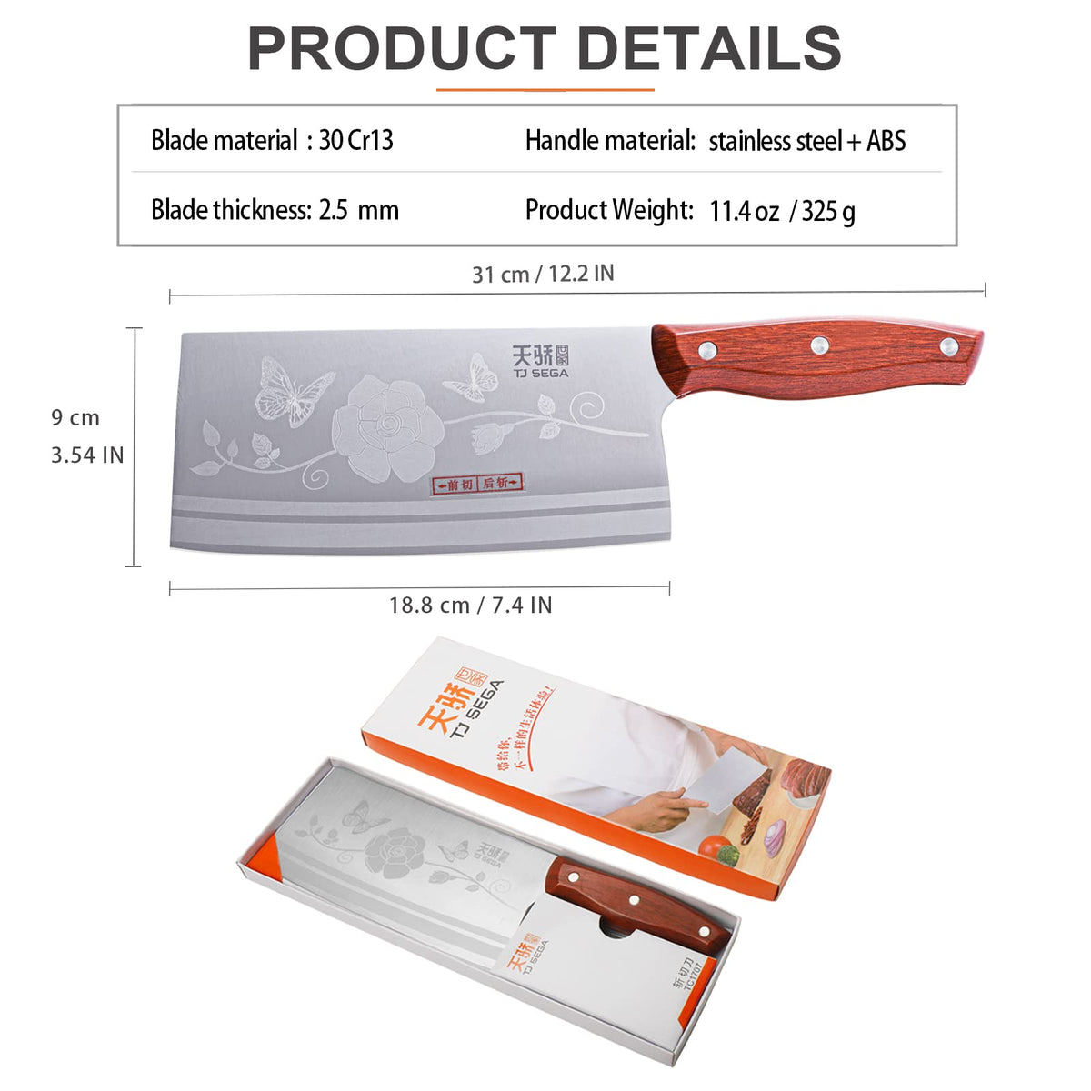 TJ POP meat cleaver kitchen tool ideal for home cooks.