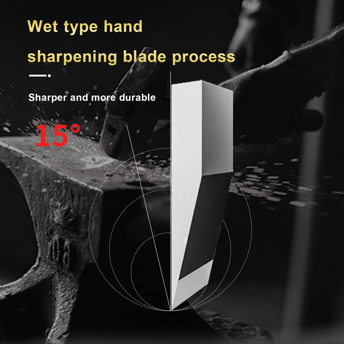TJ POP meat cleaver in use, slicing meat and fish demonstrating versatility.
