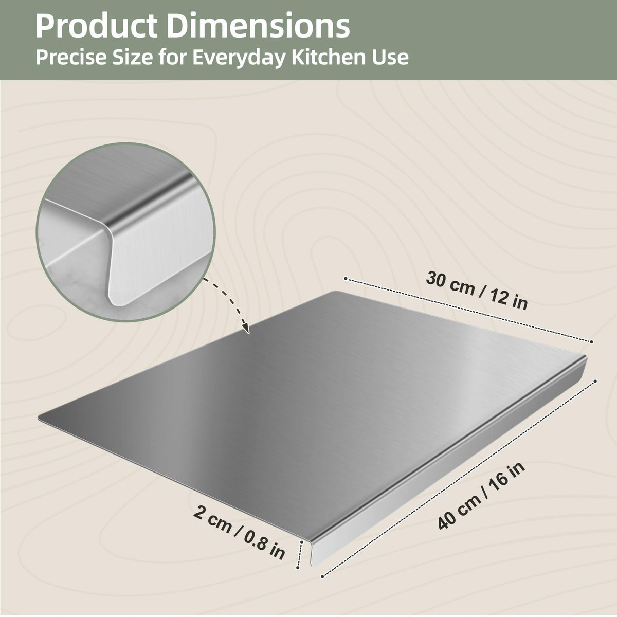 TJ POP stainless steel cutting board offers a durable, warp-resistant surface for daily prep.
