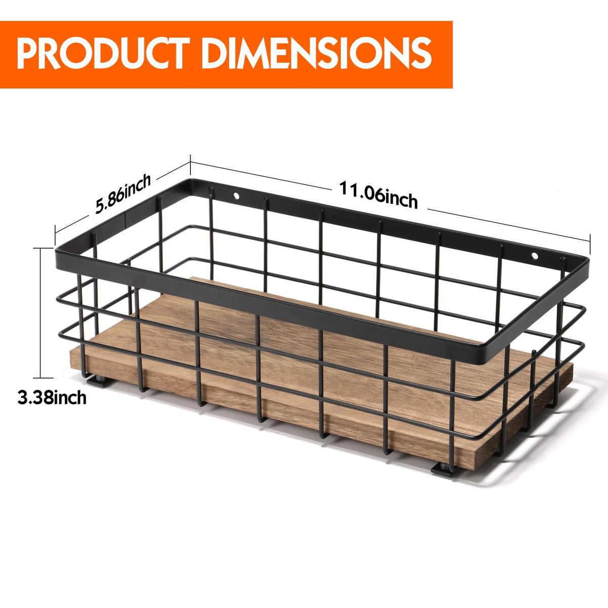 TJ.MOREE rustic wood-metal basket storing spices or cosmetics on a kitchen counter