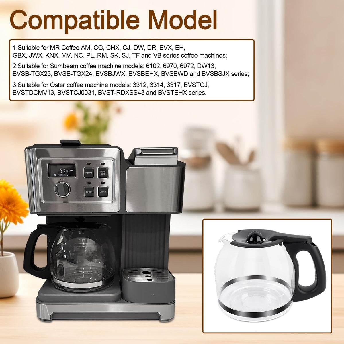 TJUNSENHARSH black-handle carafe blends with modern kitchens for quiet pouring.