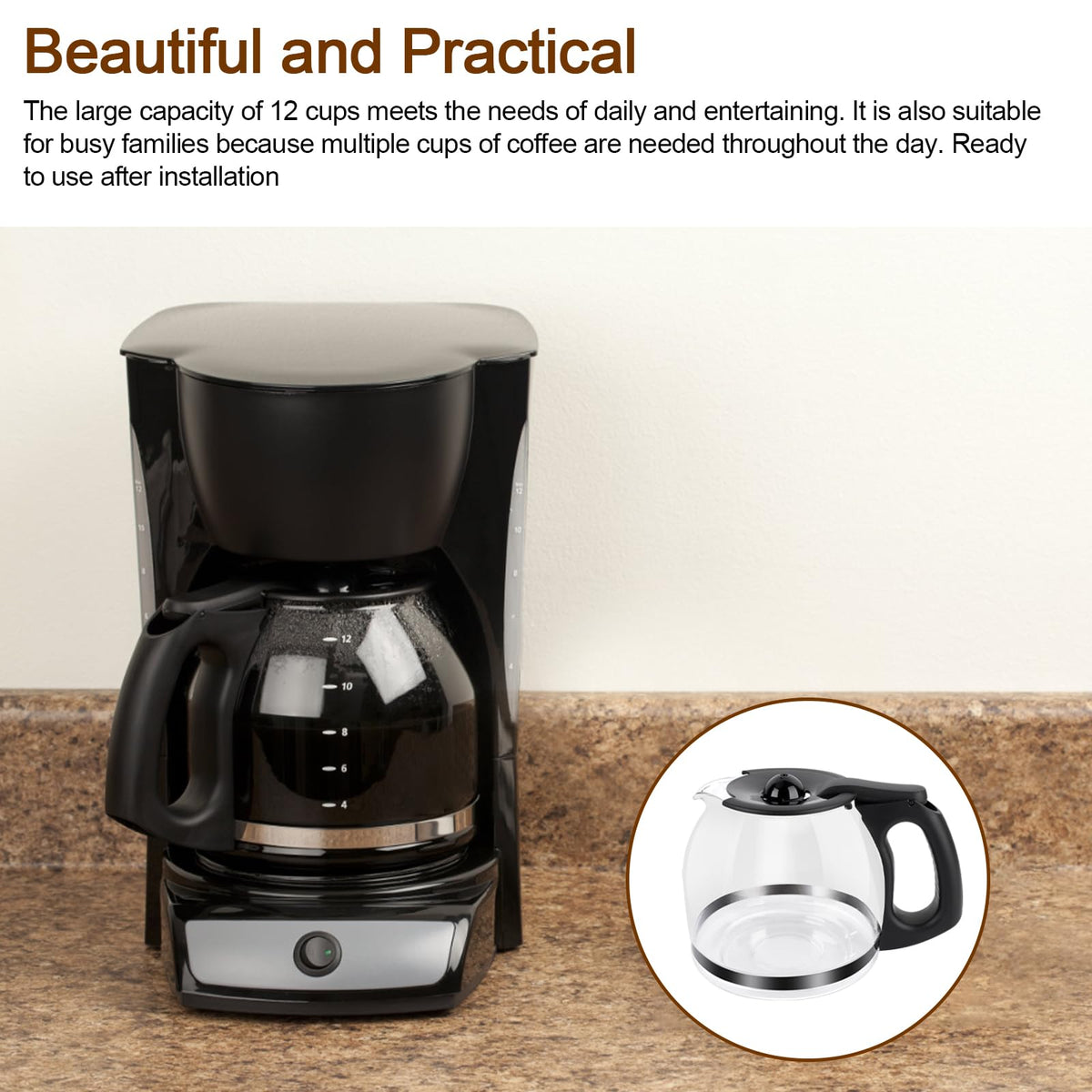 TJUNSENHARSH dishwasher-safe carafe for easy cleanup.
