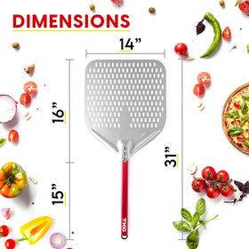 TKC aluminium pizza peel with perforated design for mess-free prep.