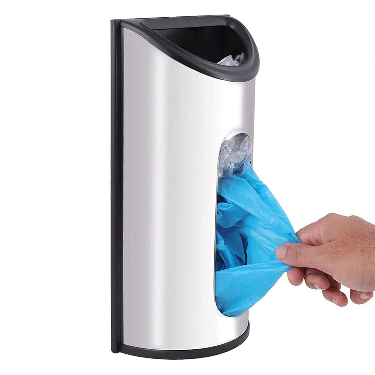 TKGKHK magnetic wall-mounted trash bag holder on kitchen wall for easy access.