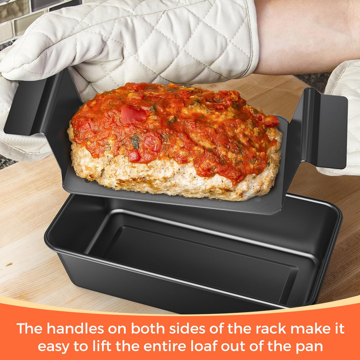 TLAZZ 428°F oven-safe meatloaf pan demonstrates durable performance