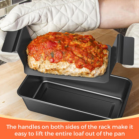 TLAZZ 428°F oven-safe meatloaf pan demonstrates durable performance