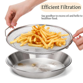 Tlence dense mesh construction close up highlights filtration for cleaner fried foods.