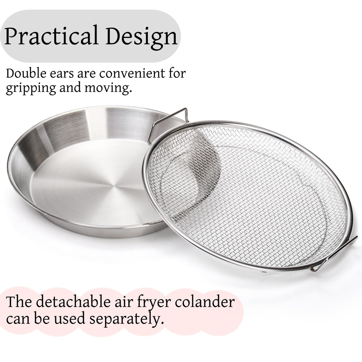 Tlence multi use draining pan supports fries fruits and more.