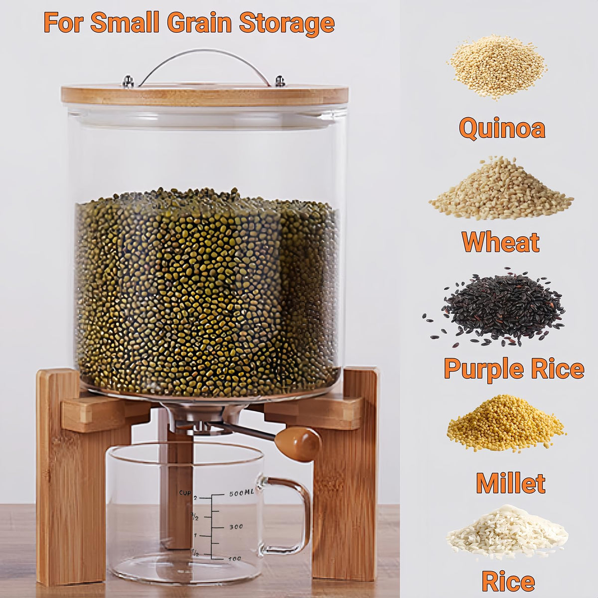 Tlence wide-opening jar simplifies filling and refilling dry foods.