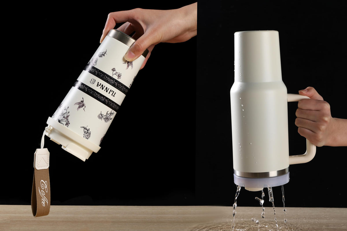 TLINNA double-wall vacuum insulation keeps drinks hot or cold.