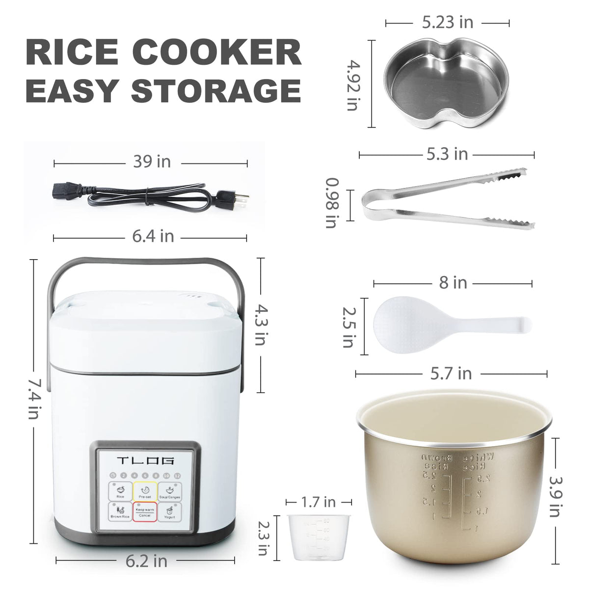 TLOG Mini Rice Cooker displays a 12-hour delay timer for flexible meal planning.