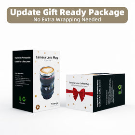 Tmango camera lens mug with gold heart spoon for stirring
