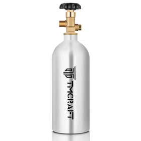 TMCRAFT 2.5lb CO2 tank with brushed aluminum exterior, lightweight for easy transport.