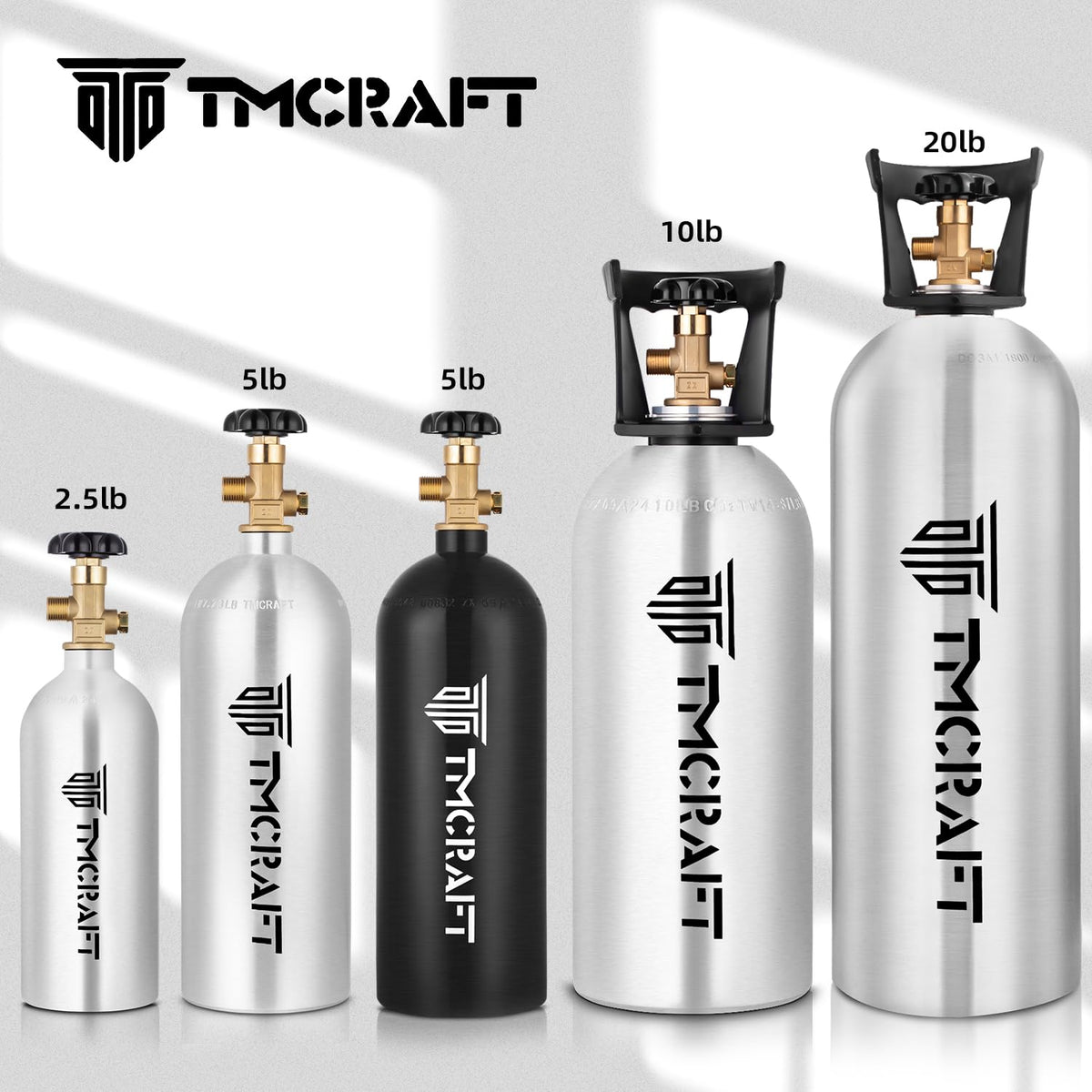 TMCRAFT CO2 tank shows service and test pressures for versatile use.