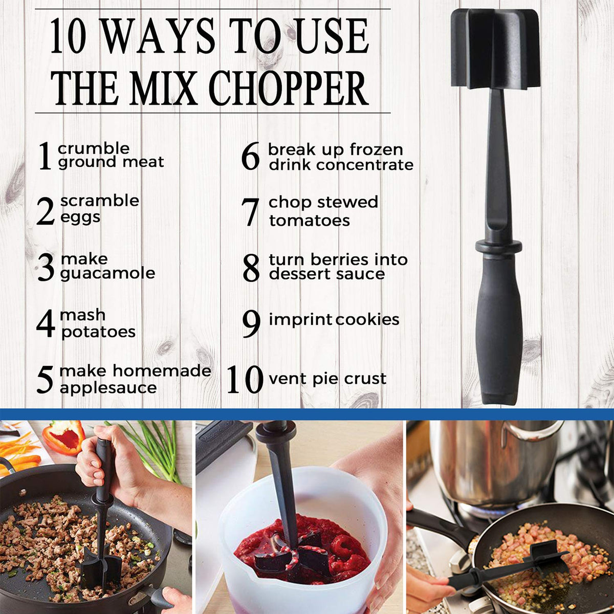 TMEDW meat masher heat-resistant nylon keeps nonstick pans safe.