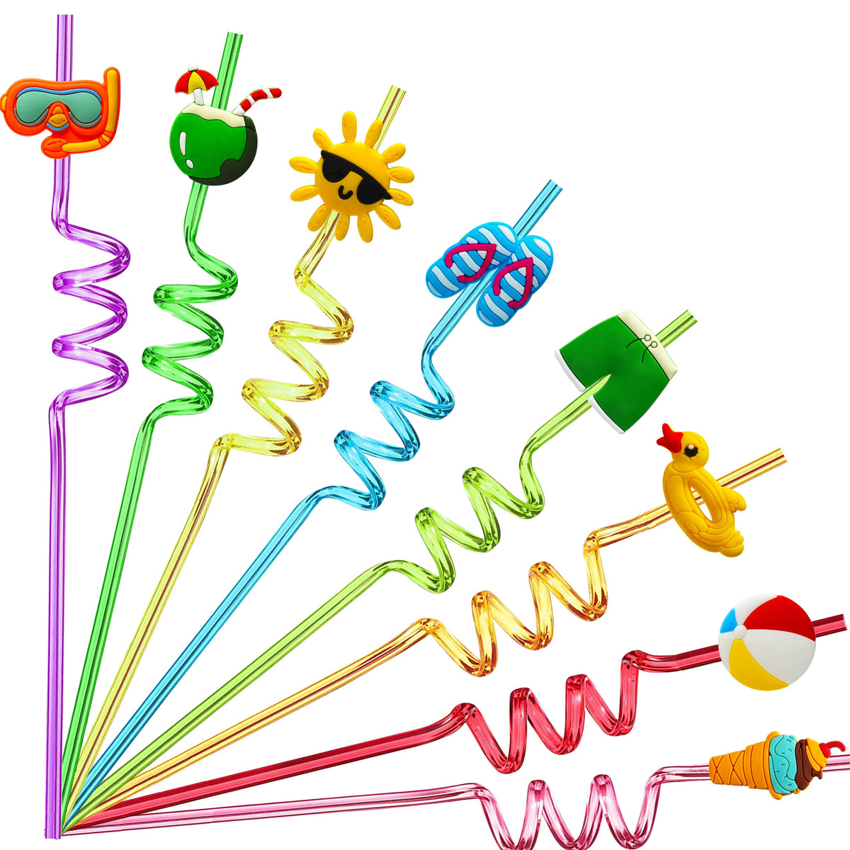 TMGIDRI 24-summer pool straws set for kids, vibrant colors for refreshing drinks.