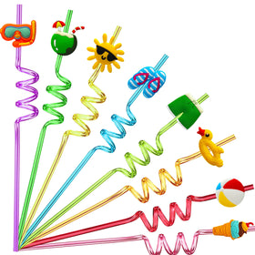 TMGIDRI 24-summer pool straws set for kids, vibrant colors for refreshing drinks.