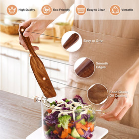 Tmkit acacia wood utensils for stirring, flipping, and serving.