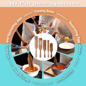 Tmkit wooden spurtles ideal for nonstick pans and easy turning.