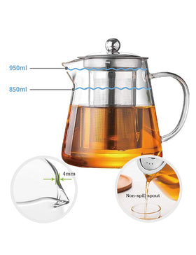 TMOST 4mm thick glass teapot highlights durability and crystal-clear visibility