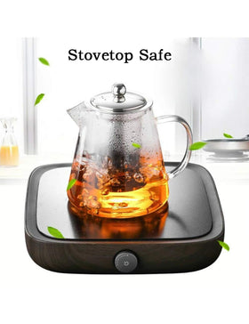 TMOST glass teapot on stovetop demonstrates easy heating for fresh tea