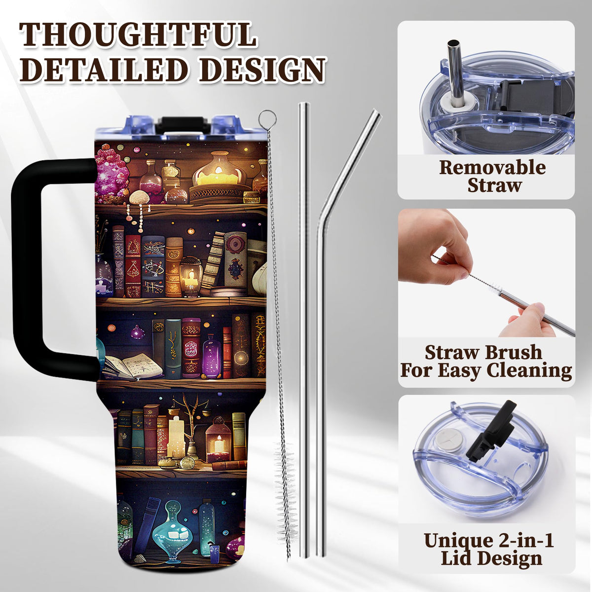 TNASURHUS 40oz insulated tumbler keeps drinks at the right temperature longer.