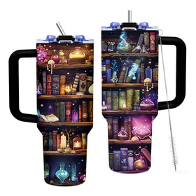 TNASURHUS book tumbler with handle for on the go reading and hot or cold beverages.