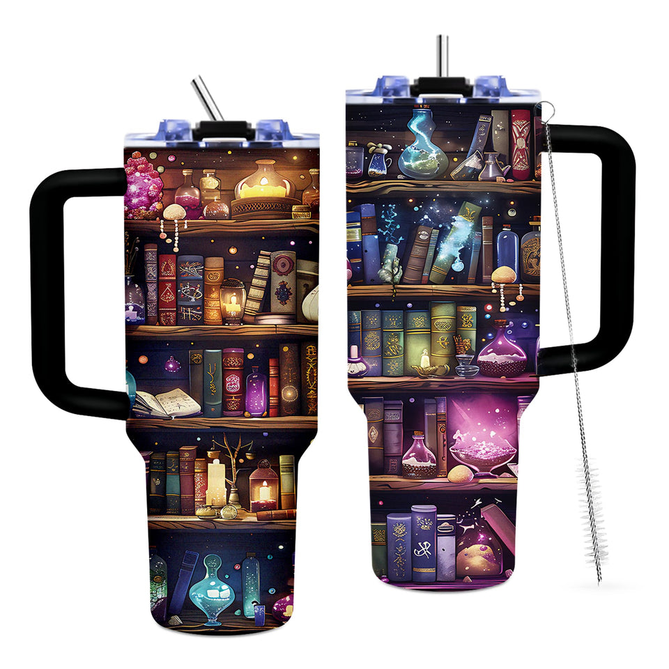 TNASURHUS book tumbler with handle for on the go reading and hot or cold beverages.