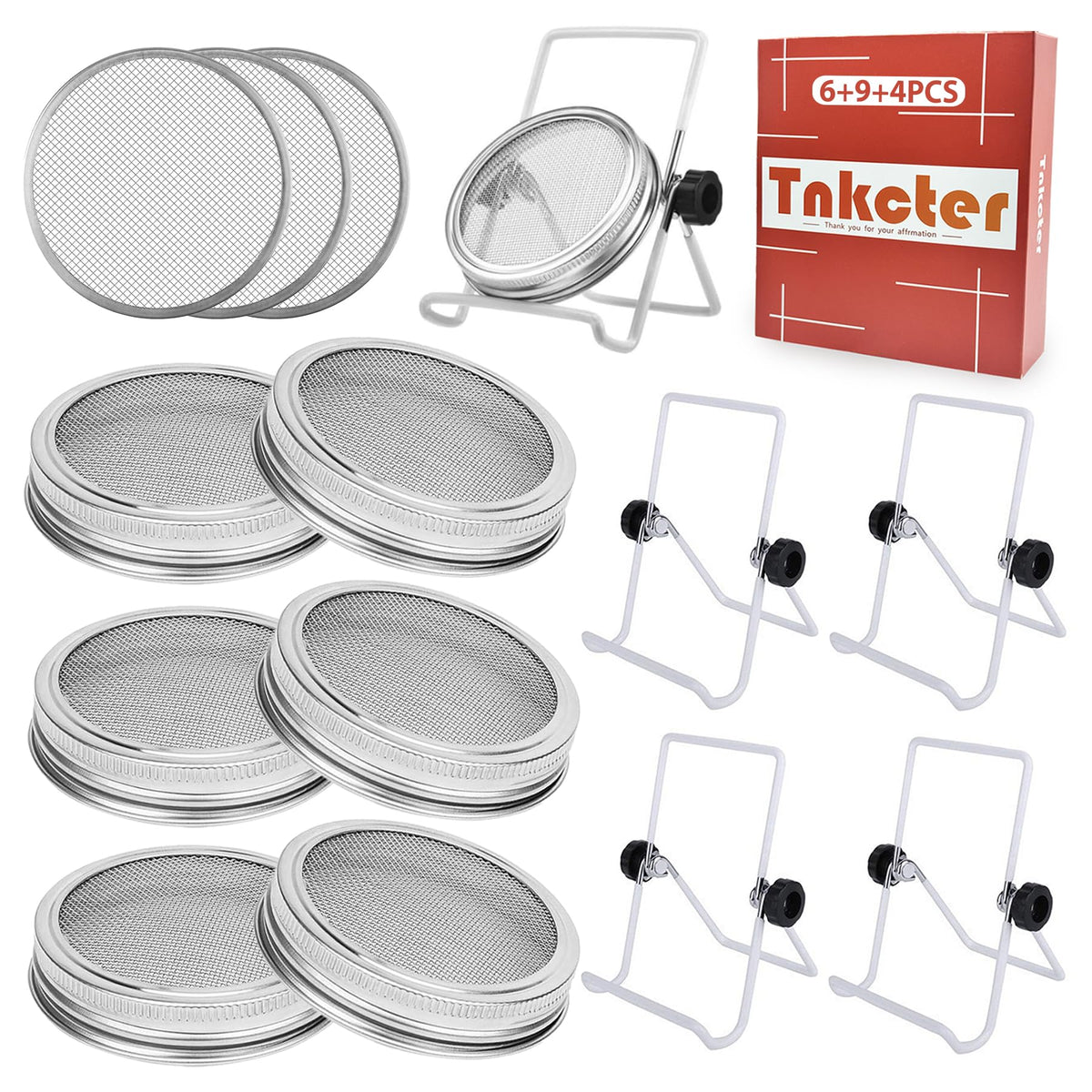 Tnkcter seed sprouting jar lid kit with 6-pack lids for quick home sprouts