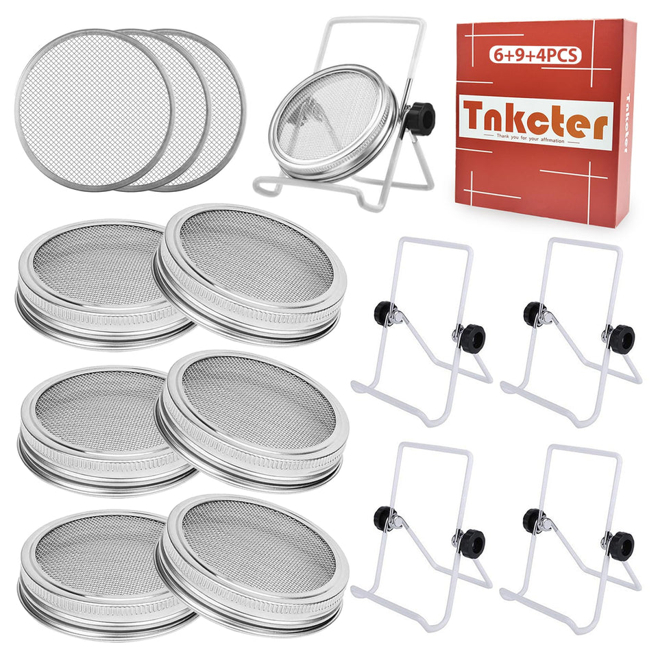 Tnkcter seed sprouting jar lid kit with 6-pack lids for quick home sprouts