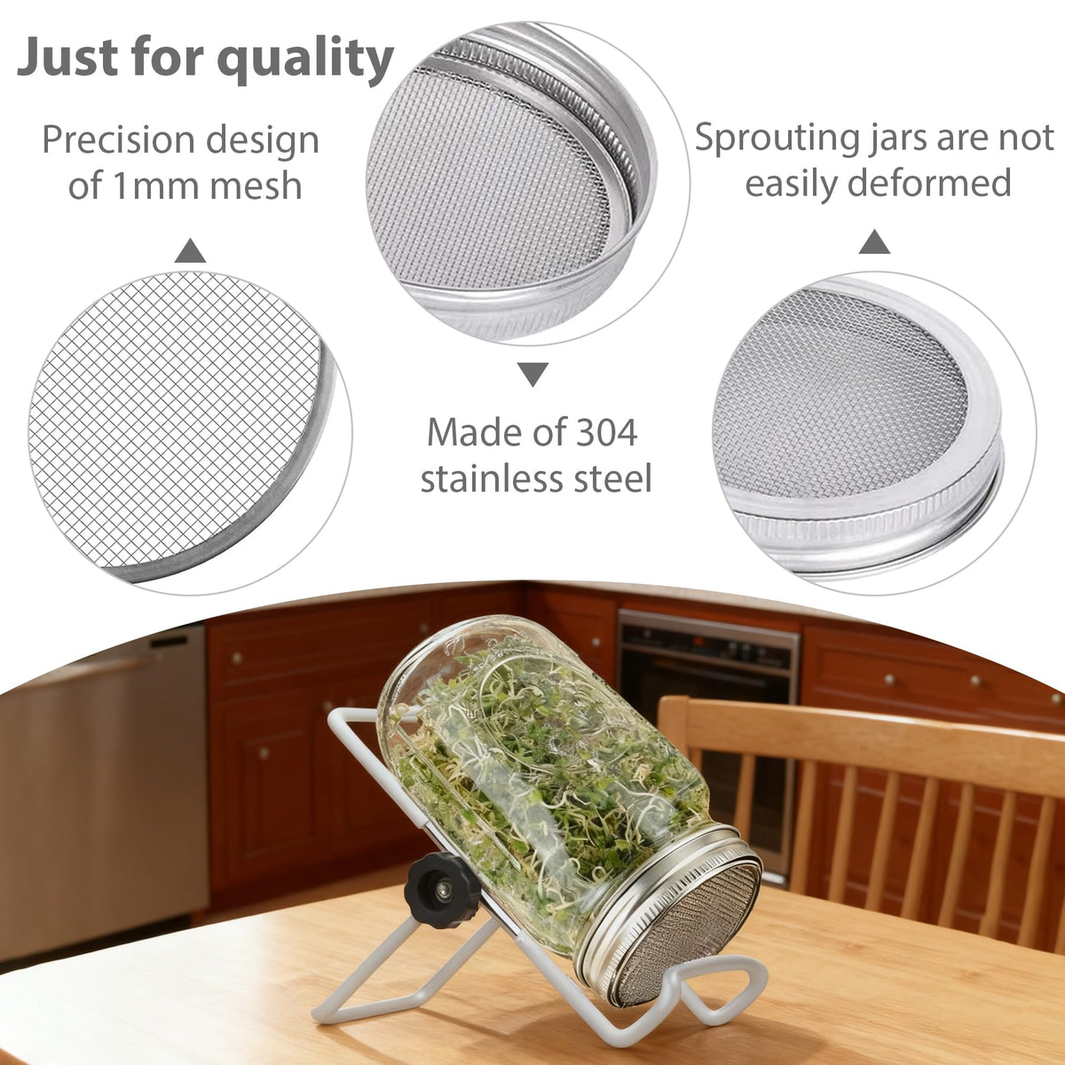 Tnkcter wide-mouth 86mm jar lid assembly for efficient sprouting