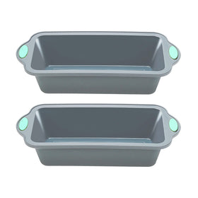 To encounter 9 inch silicone bread pan top view with a sturdy frame for even baking.