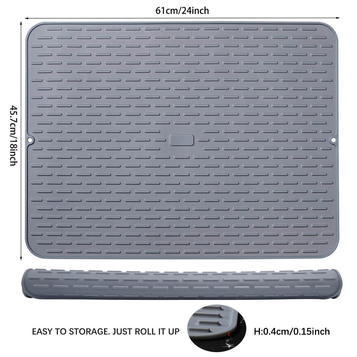 To encounter silicone dish drying mat doubles as a protective countertop mat or table mat.