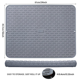 To encounter silicone dish drying mat doubles as a protective countertop mat or table mat.
