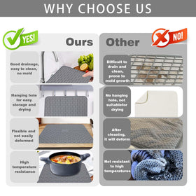 To encounter silicone dish drying mat is dishwasher safe for effortless cleaning.
