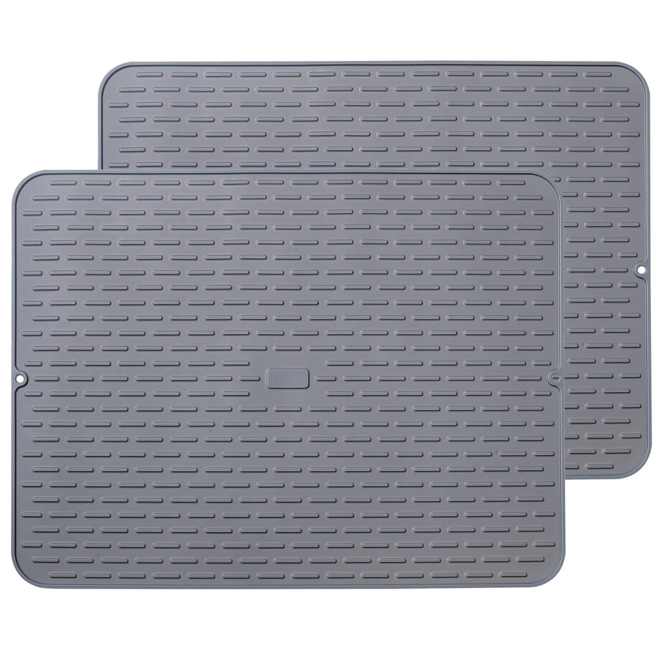 To encounter extralarge silicone dish drying mat 24 by 18 inches keeps countertops dry and organized.