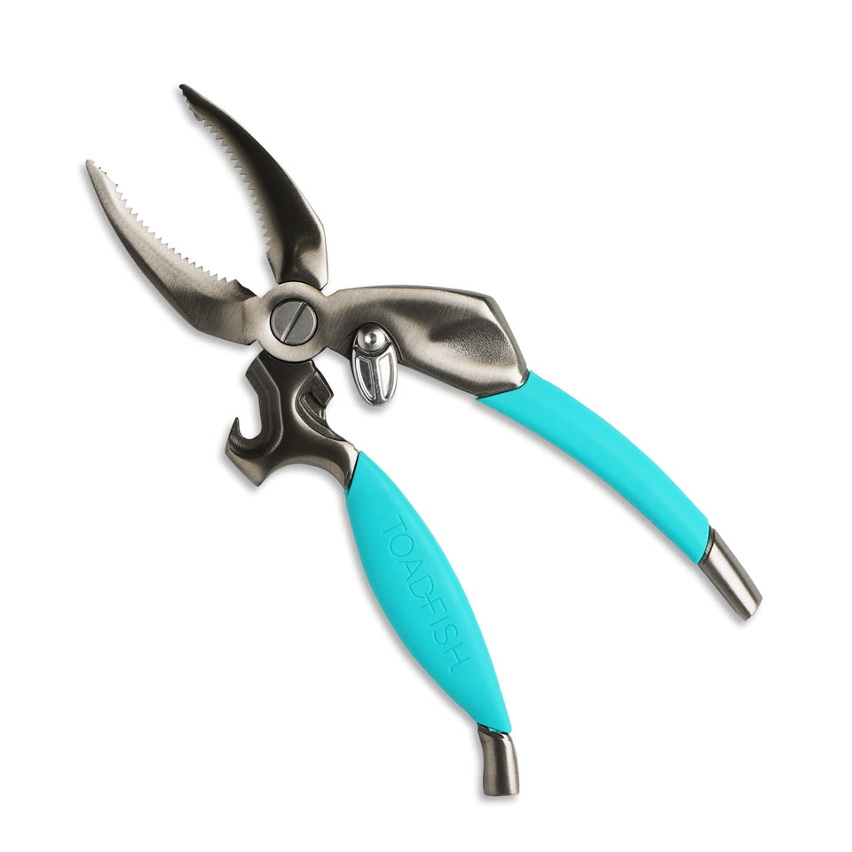 Toadfish crab leg cracker tool closeup shows durable stainless steel for clean cracking