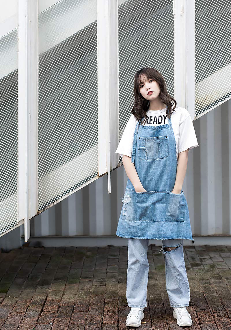 Tobyan Cotton Denim Apron Soft five-pocket layout keeps tools organized