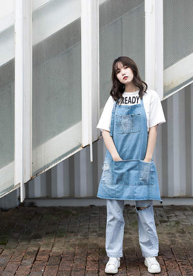 Tobyan Cotton Denim Apron Soft five-pocket layout keeps tools organized