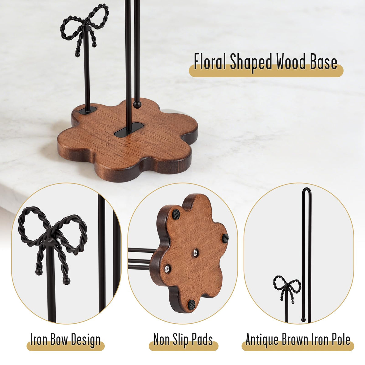 Bow accent detail adds vintage charm to the Tocemei holder.