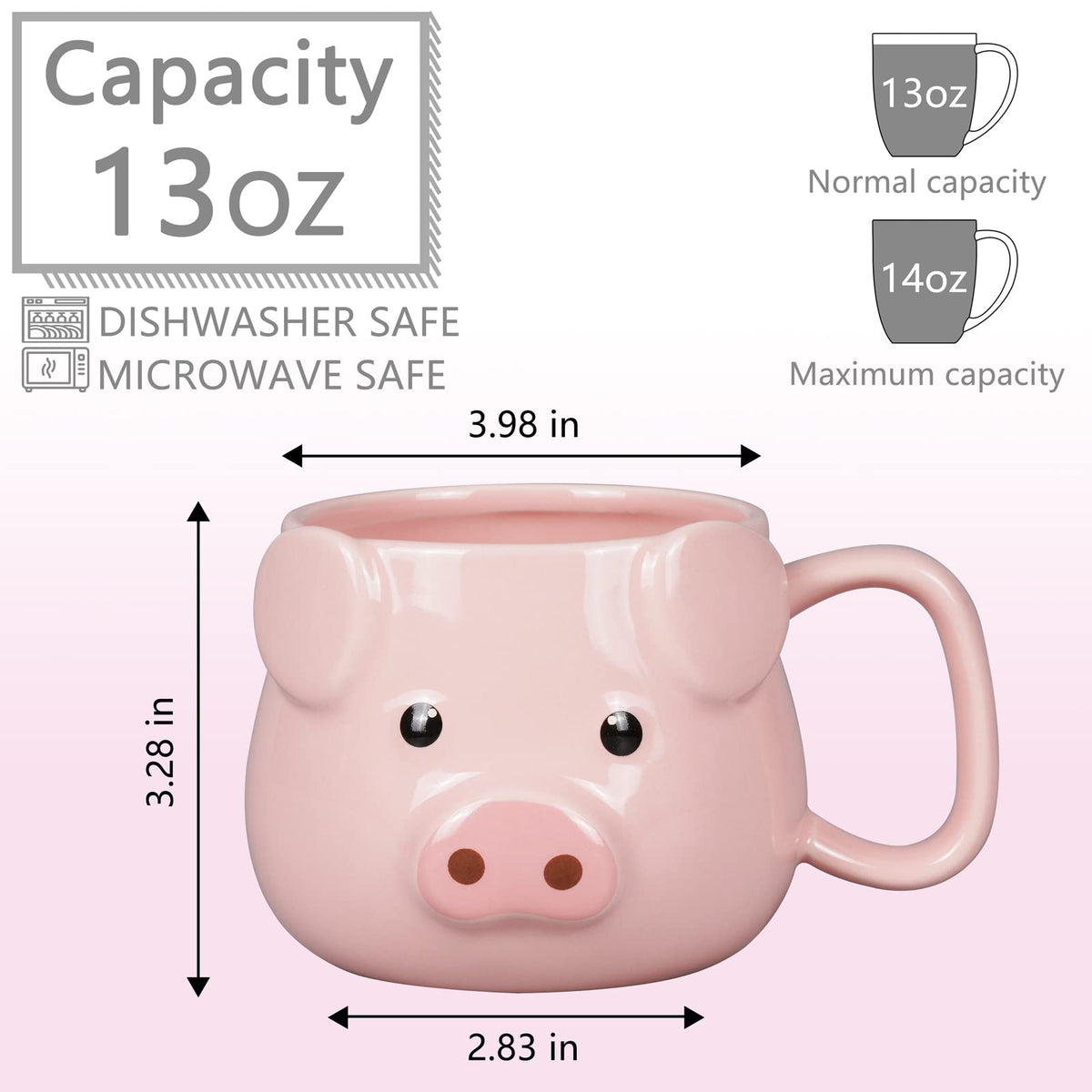 ToCooTo pink ceramic mug with comfortable handle for hot and cold beverages.