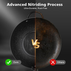 Todlabe pre-seasoned nonstick wok offers healthier cooking with minimal oil.